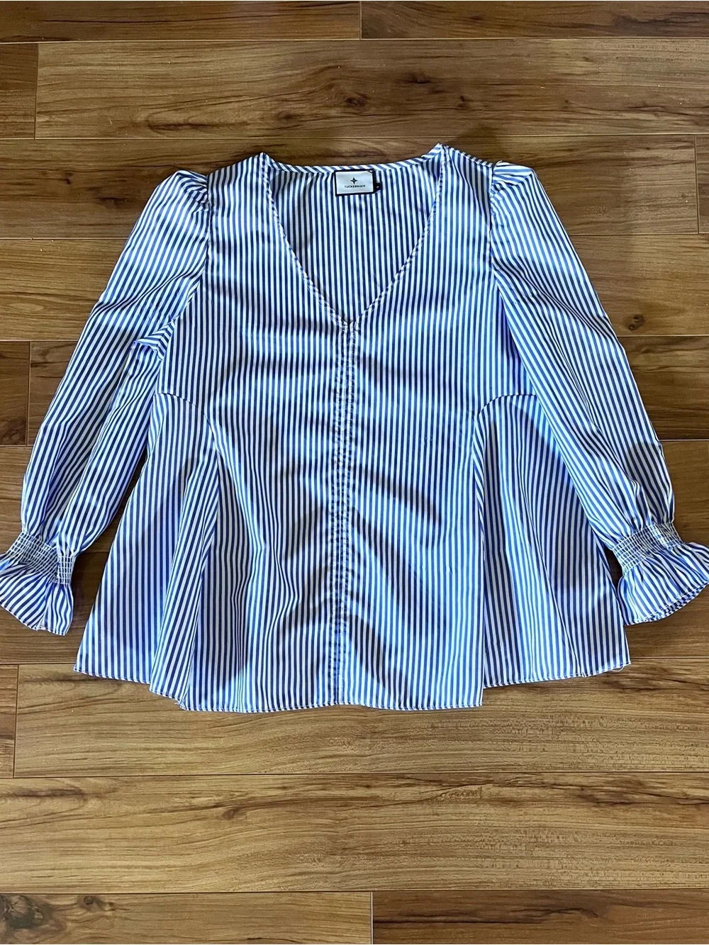 Tuckernuck Blue Stripe Easton Blouse Medium